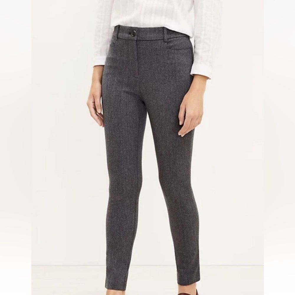 LOFT Dark Gray Ankle Cropped Dress Pants